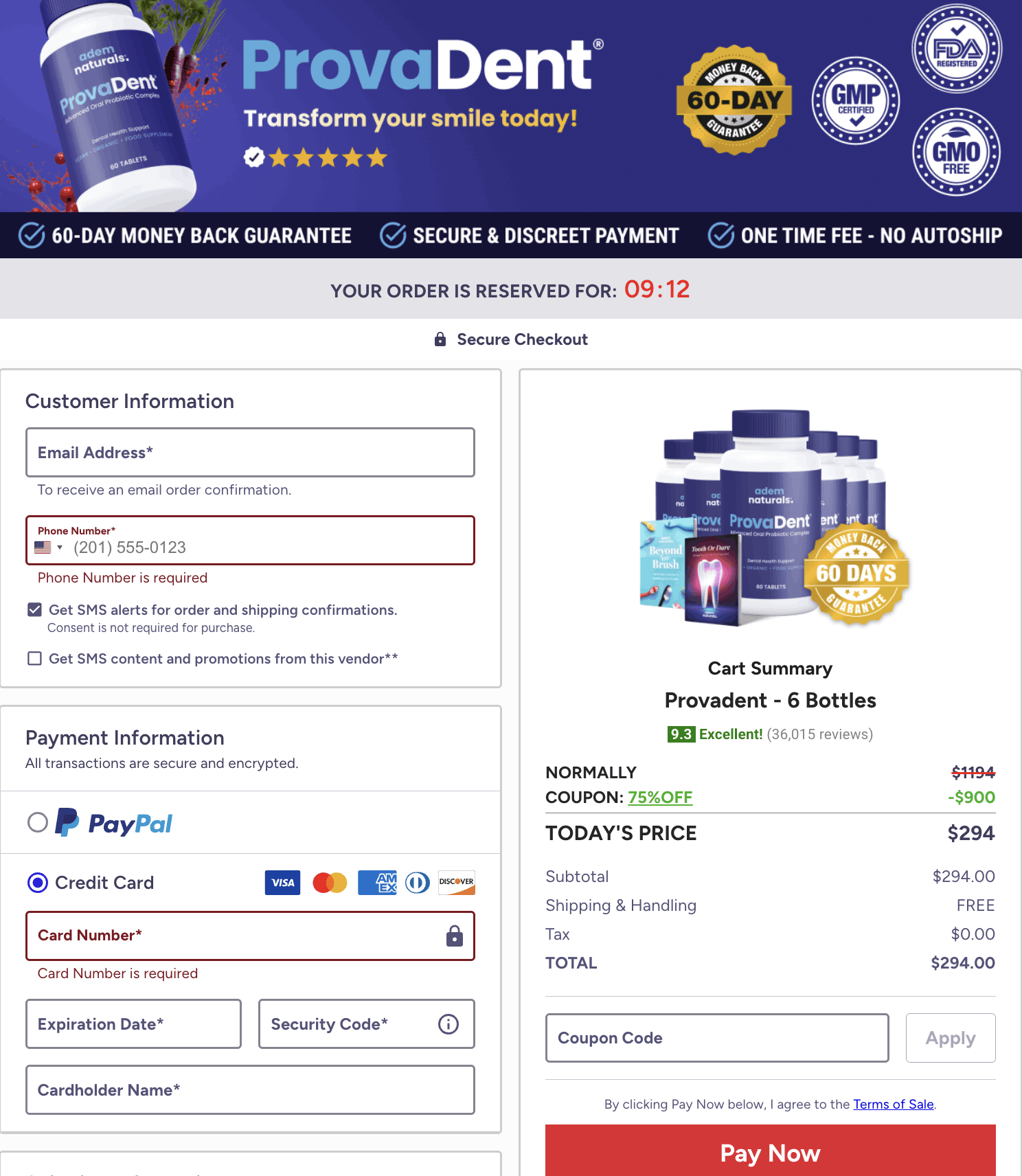 provadent-order-page